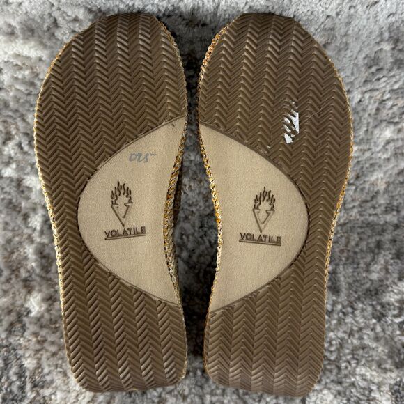 Volatile Sz 11 Beige Wedge Woven Flip-Flop Platform Sandals Thick Chunky - Picture 10 of 10